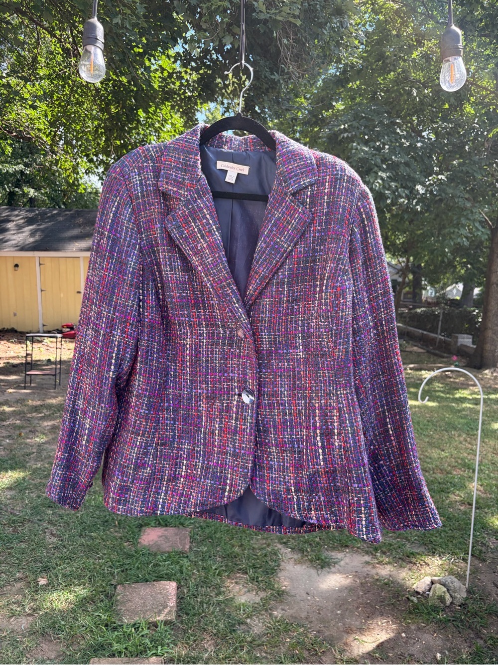 Coldwater Creek Women’s 18 Multicolor Tweed Blazer Jacket Jewel Tone Lined